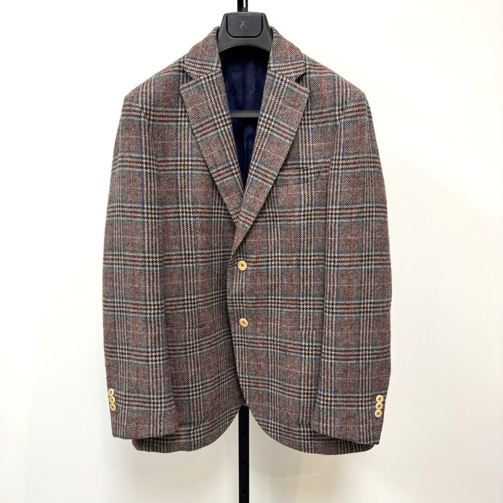 Montedoro Giacco Brown Multicolor Plaid Sport Coat Blazer 48 Glen check Jacket